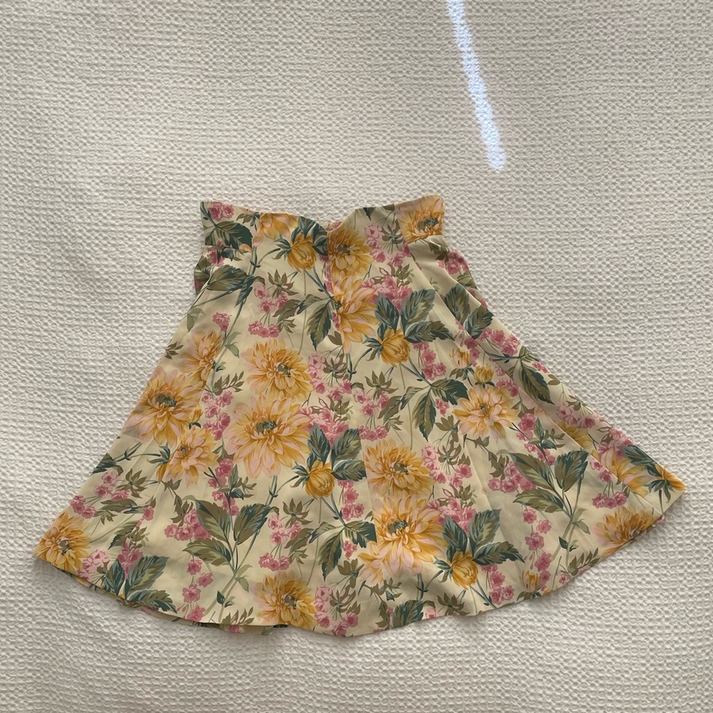 Joie Orange and Yellow Mini Skater Skirt